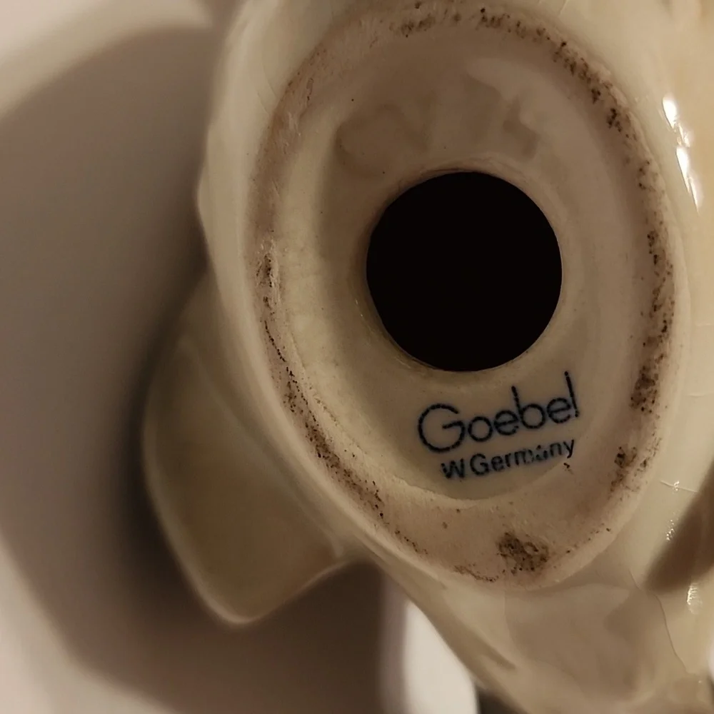 Goebel Ceramic Glazed Sparrow Or Chickadee Figurine in Blue, Brown, Cream, Black